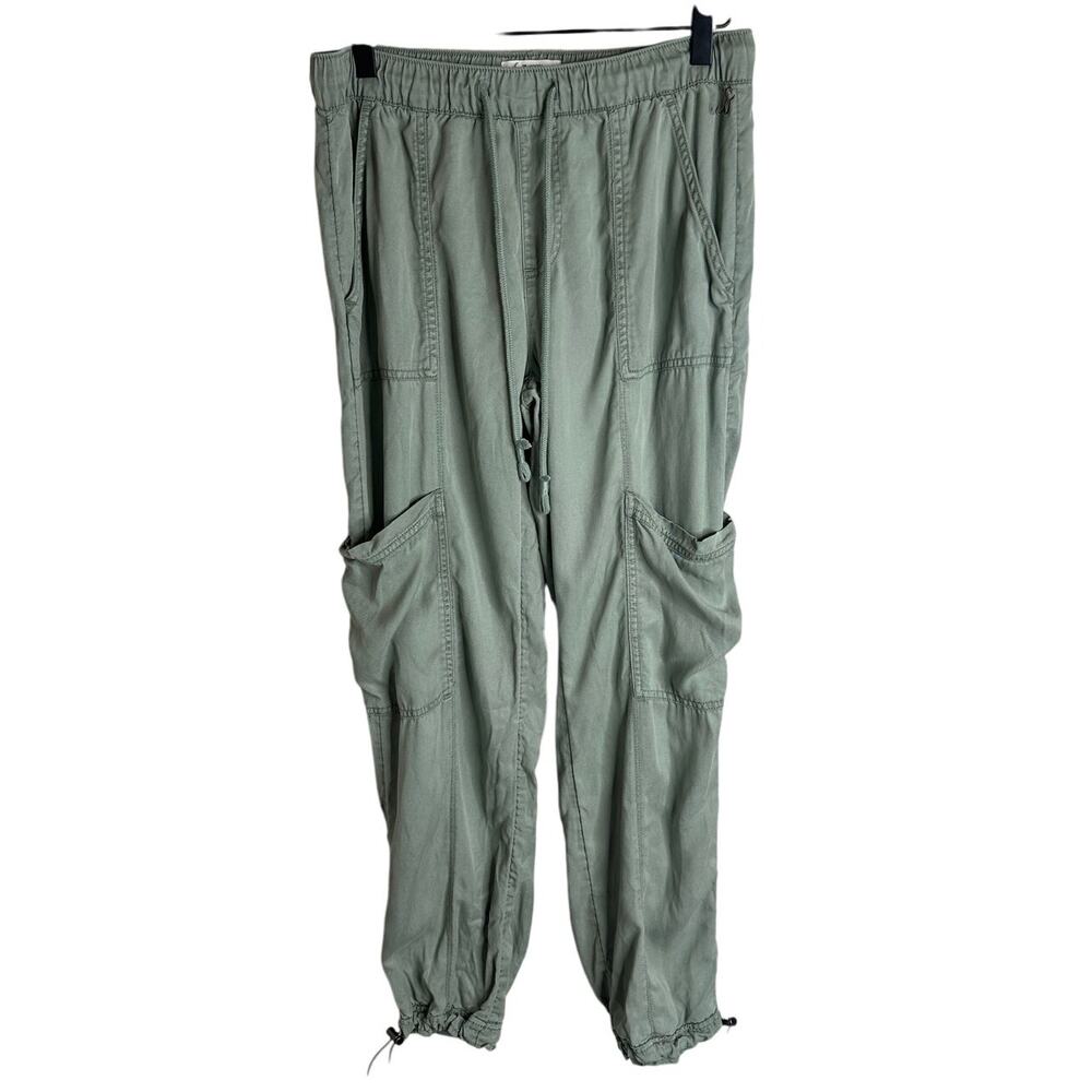 Nicole Miller Green Cargo Pants High Rise Elastic Waist Gorpcore Casual S